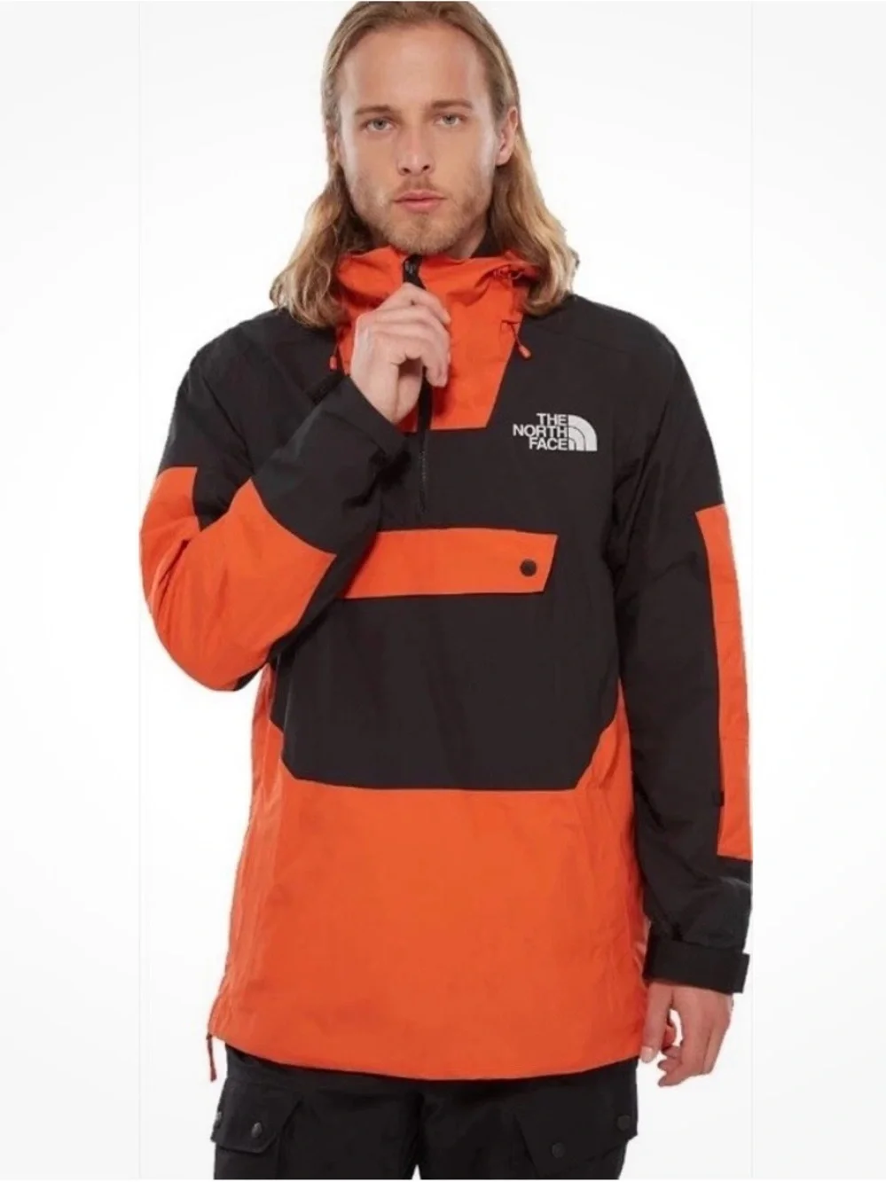 The North Face Orange and Black Hooded Ski Anorak-S